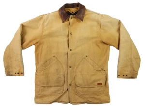 VTG WOOLRICH USA Mens M 48 Canvas Barn Chore Saddle Aztec Wool Lined Coat Jacket - Picture 1 of 17