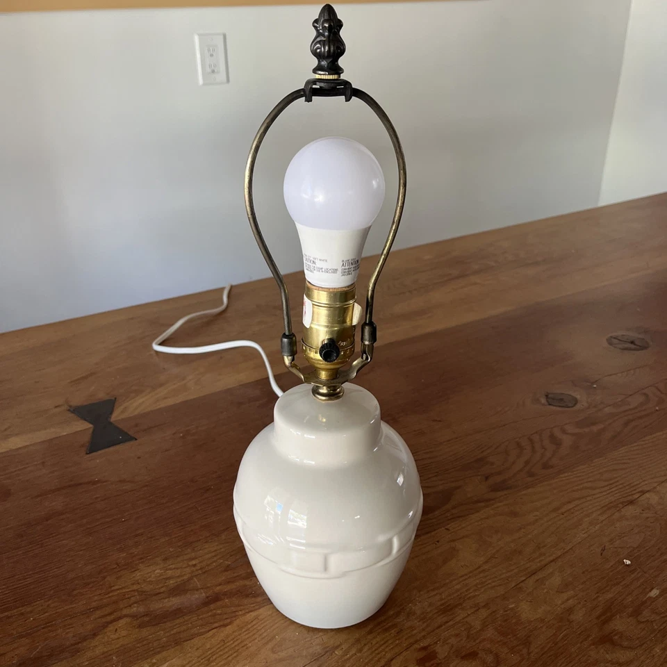 Lámpara vintage Longaberger cerámica tejida tradiciones herencia crema lisa Foto 1 de 4