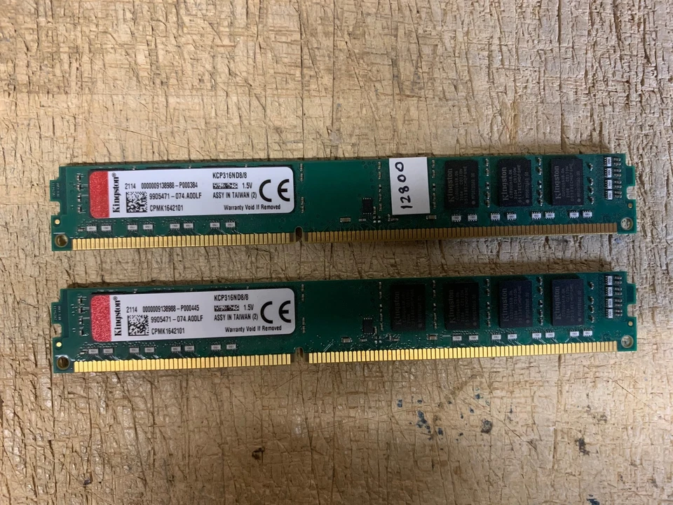 Kingston 16 GB (2x8 GB) PC3-12800U 1600 MHz DDR3 memoria de bajo perfil KCP316ND8/8 Foto 1 de 1