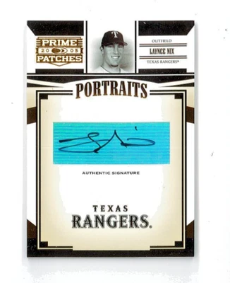 2005 Prime Patches - Portraits Auto Laynce Nix #P-3 Texas Rangers SP! RARE! - Image 1 of 2
