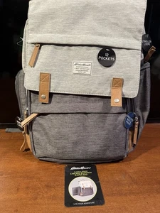 Eddie Bauer Cascade Back Pack Diaper Bag with Adjustable Straps - Gray/Tan - Picture 1 of 6