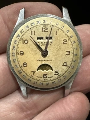 Pierce  Triple Calendar Moon Phase 33 Mm CAL 103 ---(for parts repair) - Image 1 of 4