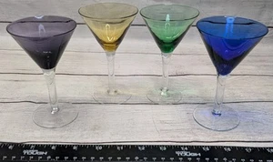 MCM NICE Multicolored Martini Glasses Blown Art Set Of 4 - Picture 1 of 4