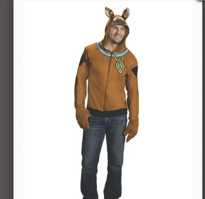 Scooby Doo Erwachsenen Kostüm Hoody Halloween Handschuhe weich durchgehender Reißverschluss MED Fun Jacke Ohren - Bild 1 von 9