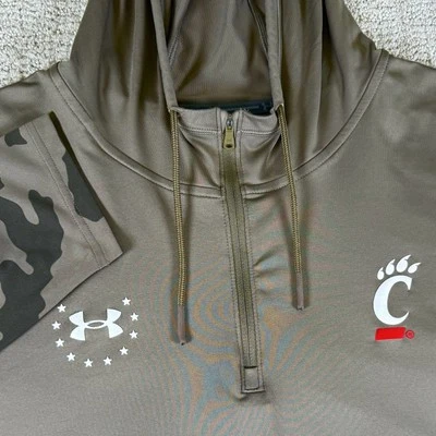 Under Armour Men’s 2XL Cincinnati Bearcats Brown Camo Long Sleeve 1/4 Zip Hoodie - Image 1 of 4