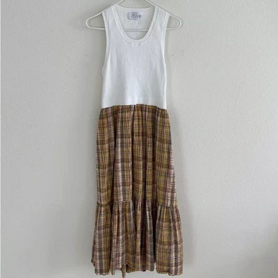 Nuevo Vestido Tanya Taylor Para Mujer Camilla Cuadros Corte Sin Mangas Midi Mediano Nuevo con Etiquetas Foto 1 de 4