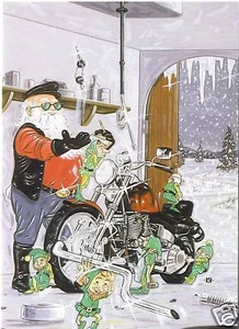 Motorcycle Christmas Greeting Cards with Harley Davidson looking Graphics - Picture 1 of 4