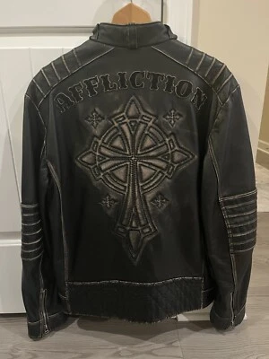 Jaqueta de couro masculina Affliction (edição limitada) - Imagem 1 de 4