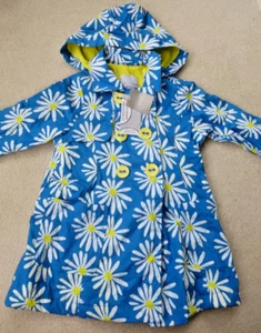 NEXT Rain COAT 3-4yrs NEW STUNNING Blue Daisy Fleece Lined Hooded Jacket BNWT - Picture 1 of 15
