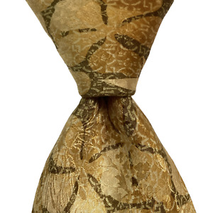 TOMMY BAHAMA Men's 100% Silk Necktie Designer FLORAL Yellow/Brown/Gold GUC