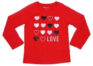 Ideology Little Girls Love Hearts Performance Long Sleeve T-Shirt NWT Red - Picture 1 of 1