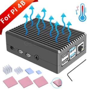 Metal Case Enclosure Box for Raspberry Pi 4 Model B with Heat Sink Heatsinks - Picture 1 of 16