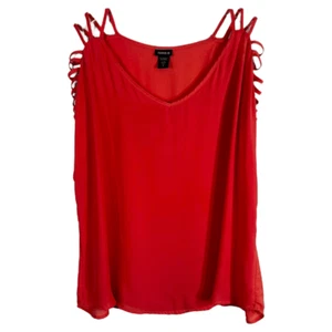 T-shirt Torrid 1x top con spalline manica corta pesca georgette chiffon tinta unita 899 - Foto 1 di 10