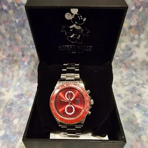 New Disney Mickey Mouse Swarovski Watch 80th Anniversary Japan Import - Red - Picture 1 of 7
