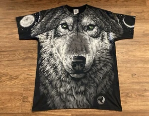 T-shirt vintage 1995 blu liquido lupo AO Nature DOP luna/natura taglia L - Foto 1 di 6