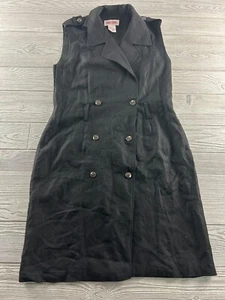 Maggy London Dress Linen Size 10 *Missing Belt* Black Double Breasted Buttons - Picture 1 of 7