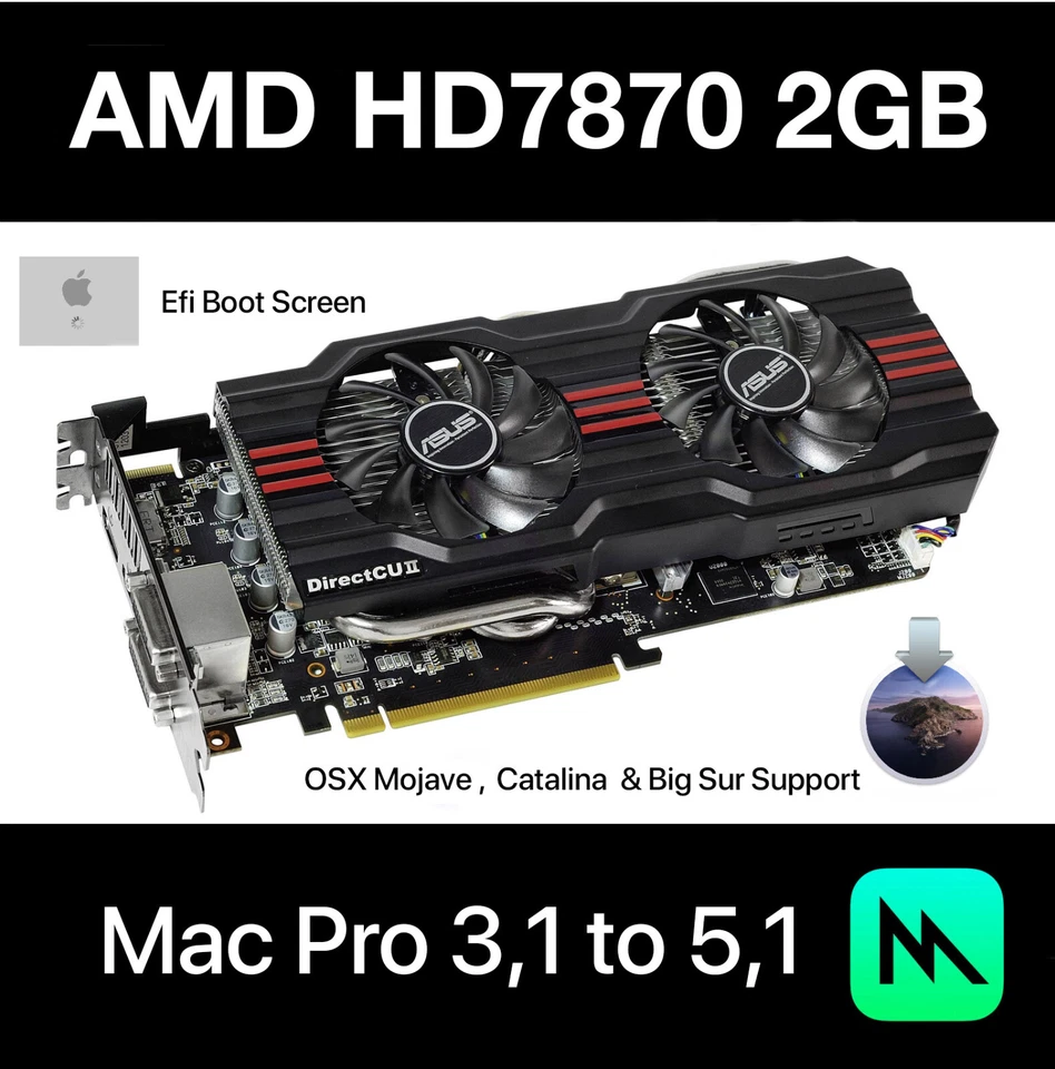 Apple Mac Pro AMD Radeon HD 7870 2GB PCI-E Video Card OSX  Catalina Big Sur 7950 - Image 1 of 4