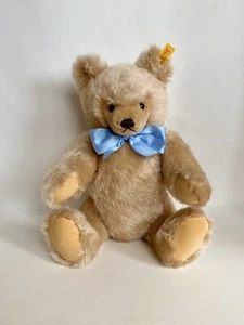 Vintage Steiff 16in Mohair Bear With Blue Bow Excellent Condition - Picture 1 of 5