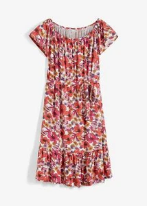Kleid mit Carmen-Ausschnitt Gr. 48/50 Orange Flieder Mini-Dress Jerseykleid Neu* - Bild 1 von 1