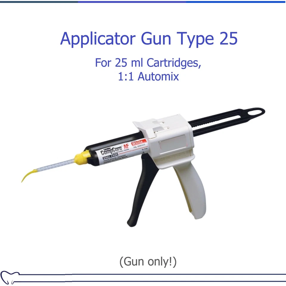 BROOKLYN DENTAL Dental Core Applicator Gun For 25 ml Cartridges, 1:1 Automix Gun, Type 25