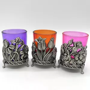 3 Portacandele Votivo Tea Light Tema Floreale Decorazione Tavolo - Foto 1 di 10
