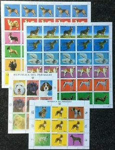 EC146-9 1983 PARAGUAY FAUNA PETS DOGS MICHEL 65 € ! 2 BIG SH FOLDED IN 2+2KB MNH - Picture 1 of 1