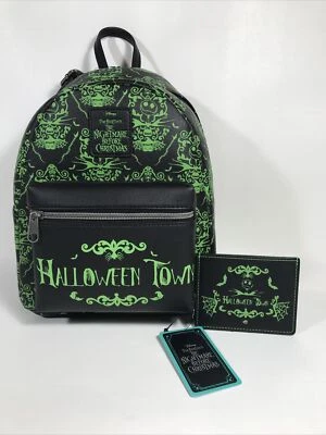 Loungefly Nightmare Before Christmas Halloween Town GITD Mini Backpack & Card - Image 1 of 4
