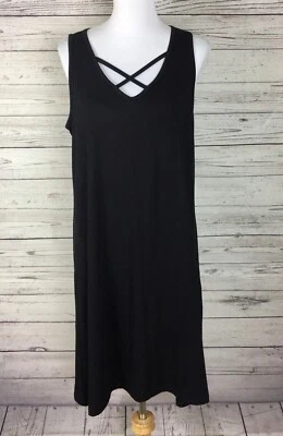 Vestido feminino New Directions preto cruzado sem mangas malha elástica M - Imagem 1 de 4