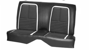 1967 Camaro Coupe Deluxe Rear Seat Upholstery in Black w/White Stripe - Bild 1 von 20