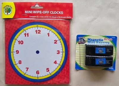 Para escuela, maestros, aula escribir/limpiar relojes/mini borradores magnéticos Foto 1 de 2