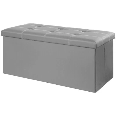 30" Large Folding Storage Ottoman Bench Storage Chest Footrest with Padded Seat - Image 1 of 4