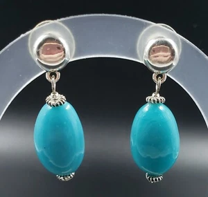 Türkisfarbene silberfarbene Ohrhänger - Bild 1 von 6