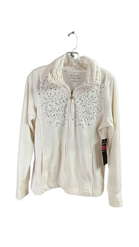 OFF WHITE Giacca con borchie ThreeHearts Velluto Off Bianca Nuova con Etichette