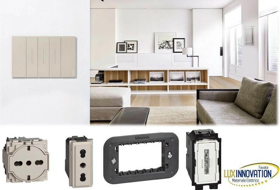 PRESE LIVING NOW BTICINO PULSANTE INTERRUTTORE SCHUKO DEVIATORE SABBIA - Immagine 1 di 1