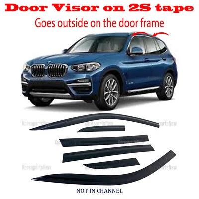 2S Tape Dark Black Door Window Vent Visor Deflector Wind ⭐6pcs⭐ BMW X3 2018-2024 - Image 1 of 4