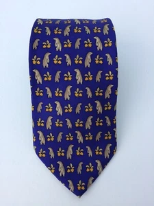 Brooks Brothers Makers Men's Neck Tie Blue With Bears Unique 100% Silk - USA - Picture 1 of 8