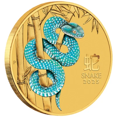 Goldmünze Jahr der Schlange 2025 - Australien - 1/10 Oz ST in Farbe - Bild 1 von 3