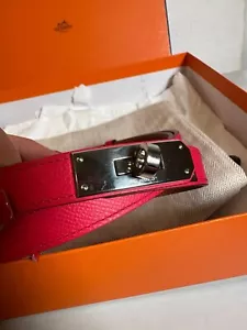 Hermès Kelly Gürtel Pink Epsom Leder Palladium Rose Mexico Box Dustbag wie neu - Bild 1 von 11