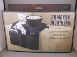 Armrest Chair Couch Organizer Storage Pockets TV VCR DVD Remote Controls Black - Picture 1 of 6