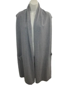 Halogen 100% Cashmere Gray Sleeveless Open Front Long Sweater Vest One Size - Picture 1 of 4