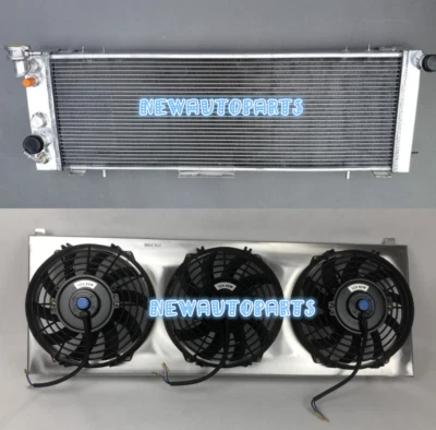 3 行铝制散热器+罩+风扇适用于 1991 - 2001 年吉普切诺基 XJ Comanche 4.0L — 第 1/4 张图片
