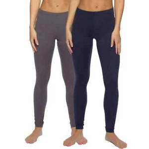 C2201 2 PACK WOMENS LARGE NAVY CHARCOAL FELINA COTTON MODAL LIGHTWEIGHT LEGGINGS - Picture 1 of 6