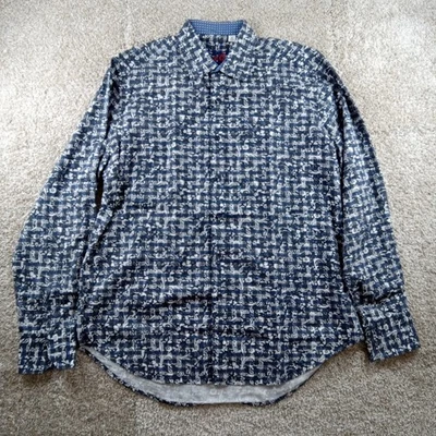 Robert Graham Shirt Mens Medium Blue Paisley Floral Print Flip Cuff Classic Fit - Image 1 of 4