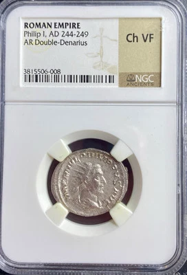 Silver Roman Double Denarius Emperor Philip the Arab 244-249AD NGC Graded Coin - Image 1 of 4