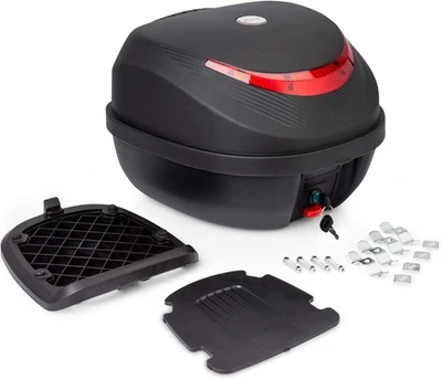 Bauletto Valigia Moto 35L Nero Opaco Rigido Poggiaschiena Scooter Universale - Immagine 1 di 4