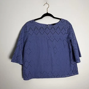 Blusa Top Ann Taylor Factory Mujer’s Periwinkle Ojales Manga Corta Campana M - Imagen 1 de 6