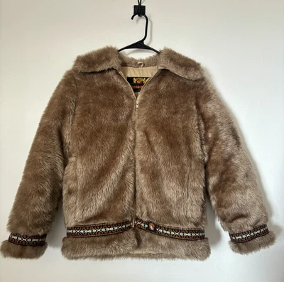 Abrigo Chaqueta De Colección Talla S Hansa Branta Stearns Plumón De Ganso Piel Sintética Borde Azteca Años 70/80 Foto 1 de 4