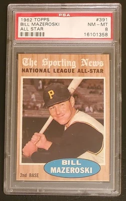 1962 Topps #391 Bill Mazeroski All-Star - PSA 8 sin precio base MT-MT - miembro del Salón de la Fama Foto 1 de 2