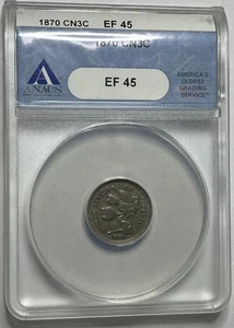 1870 Three Cent Nickel - Better Date 3CN; ANACS XF-45 - Picture 1 of 4