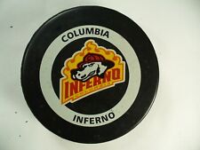 ECHL Columbia Inferno Logo Adams League Official Game Hockey Puck Collect Pucks